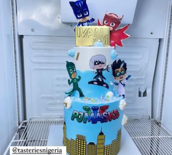 Pjmask whipped cream themed cake